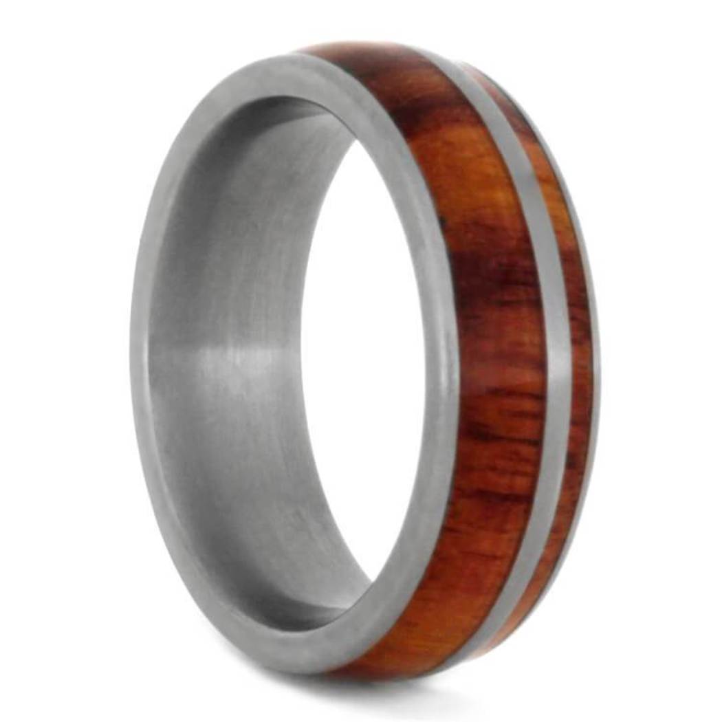 Tulip Wood 6mm Matte Titanium Comfort-Fit Ring