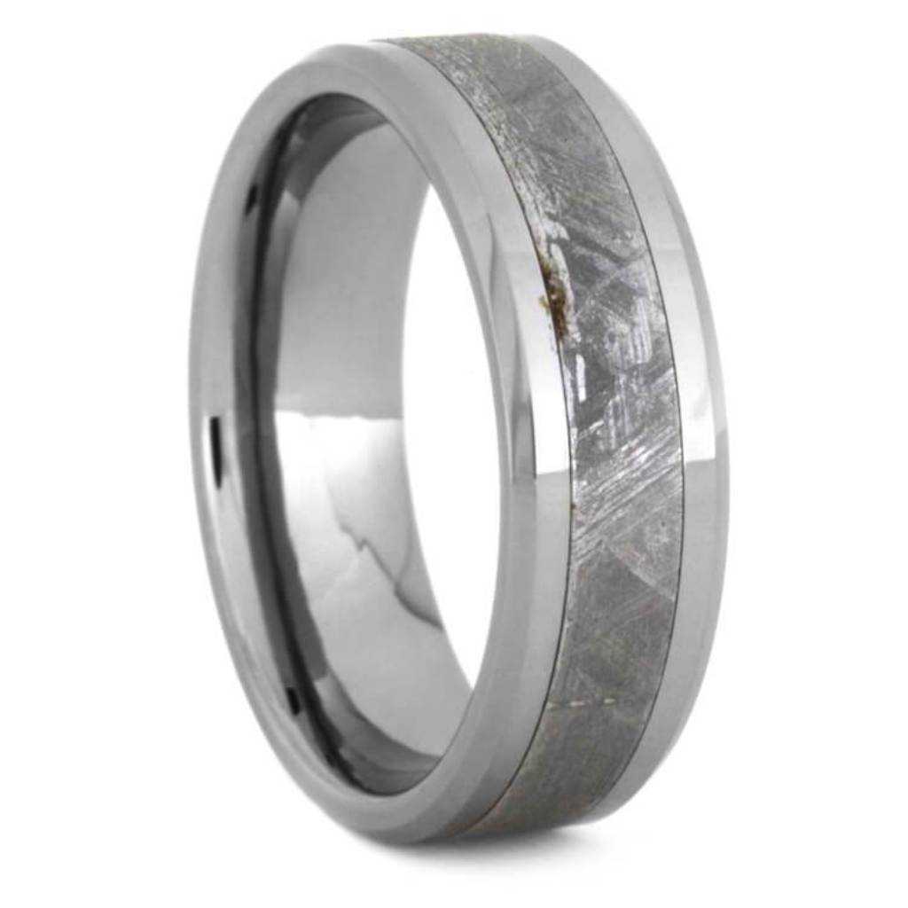 Men's Tungsten Wedding Band, Meteorite Ring