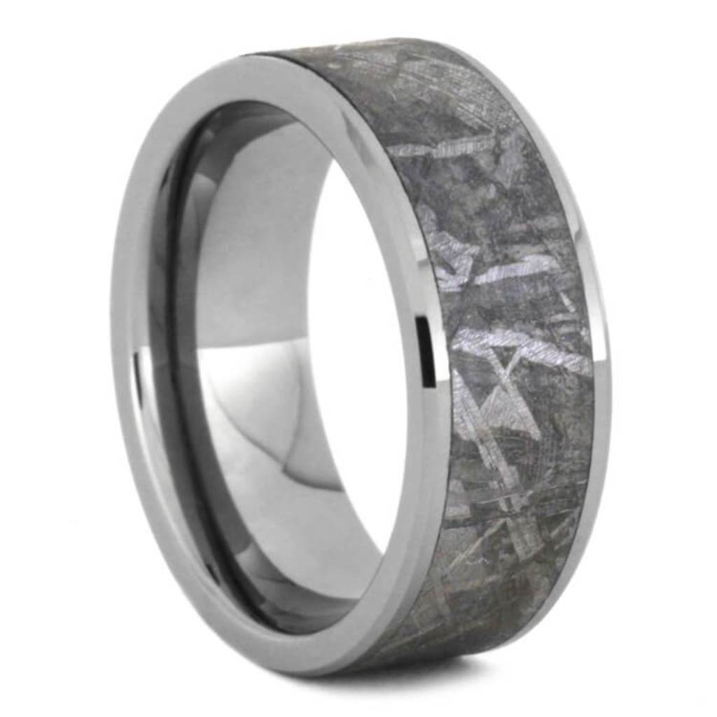 Tungsten Wedding Band Inlaid With Meteorite