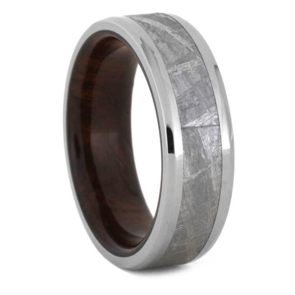 Gibeon Meteorite Titanium 7mm Comfort-Fit Ironwood Sleeve Band