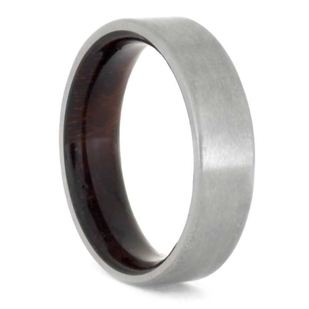 East Indian Rosewood 6mm Matte Titanium Comfort-Fit Wedding Band