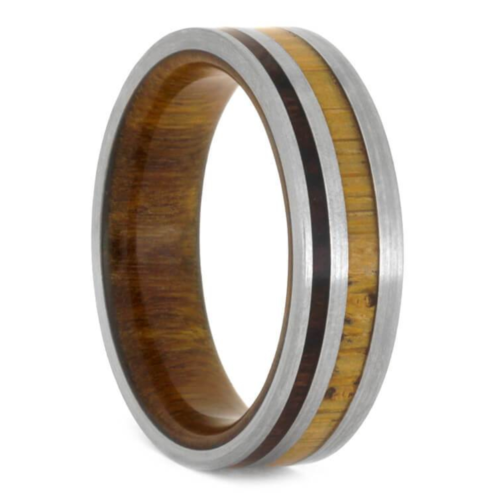 Ironwood Bamboo 6mm Brushed Comfort-Fit Lignum Vitae Sleeve Band