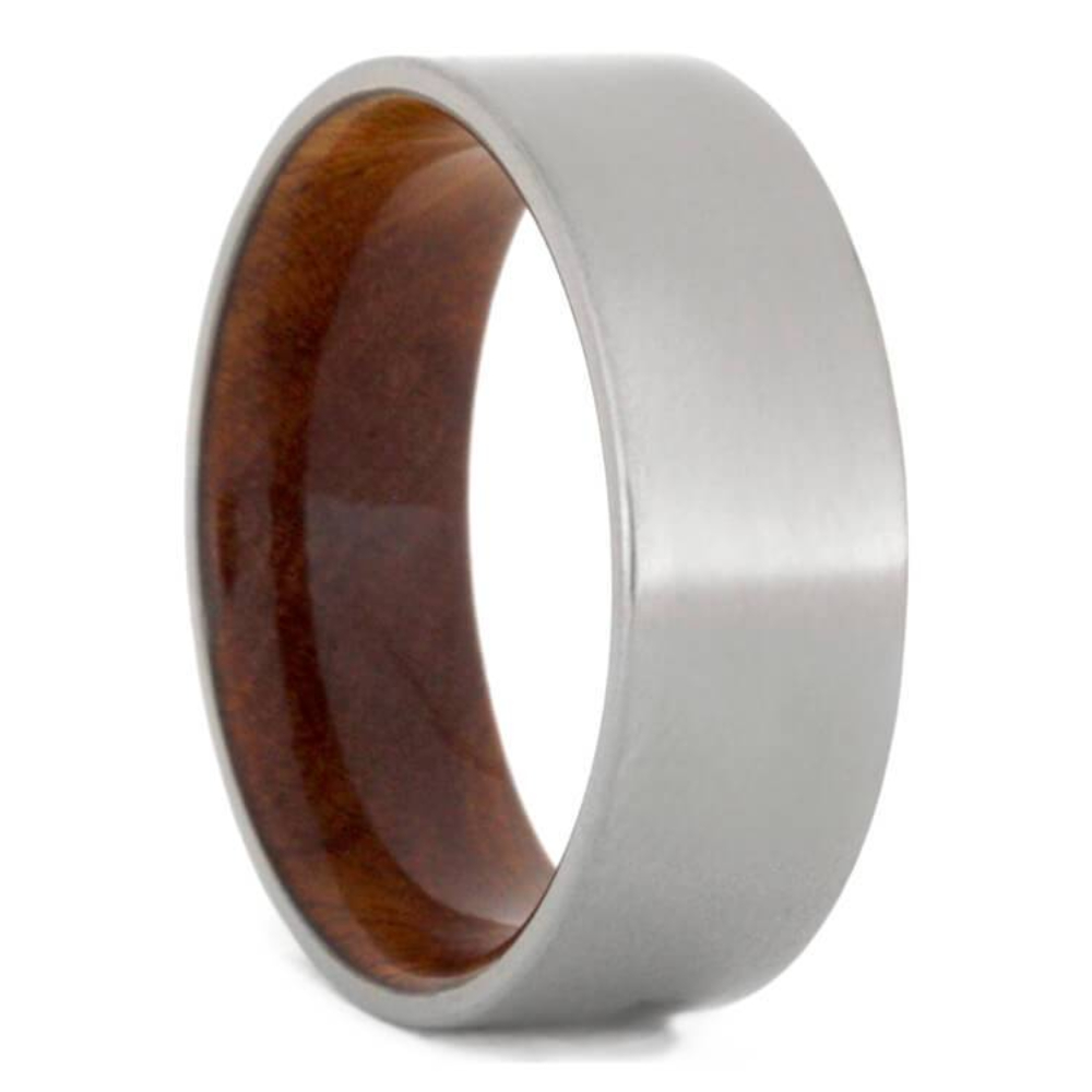 Sindora Wood 8mm Matte Titanium Comfort-Fit Wedding Band 