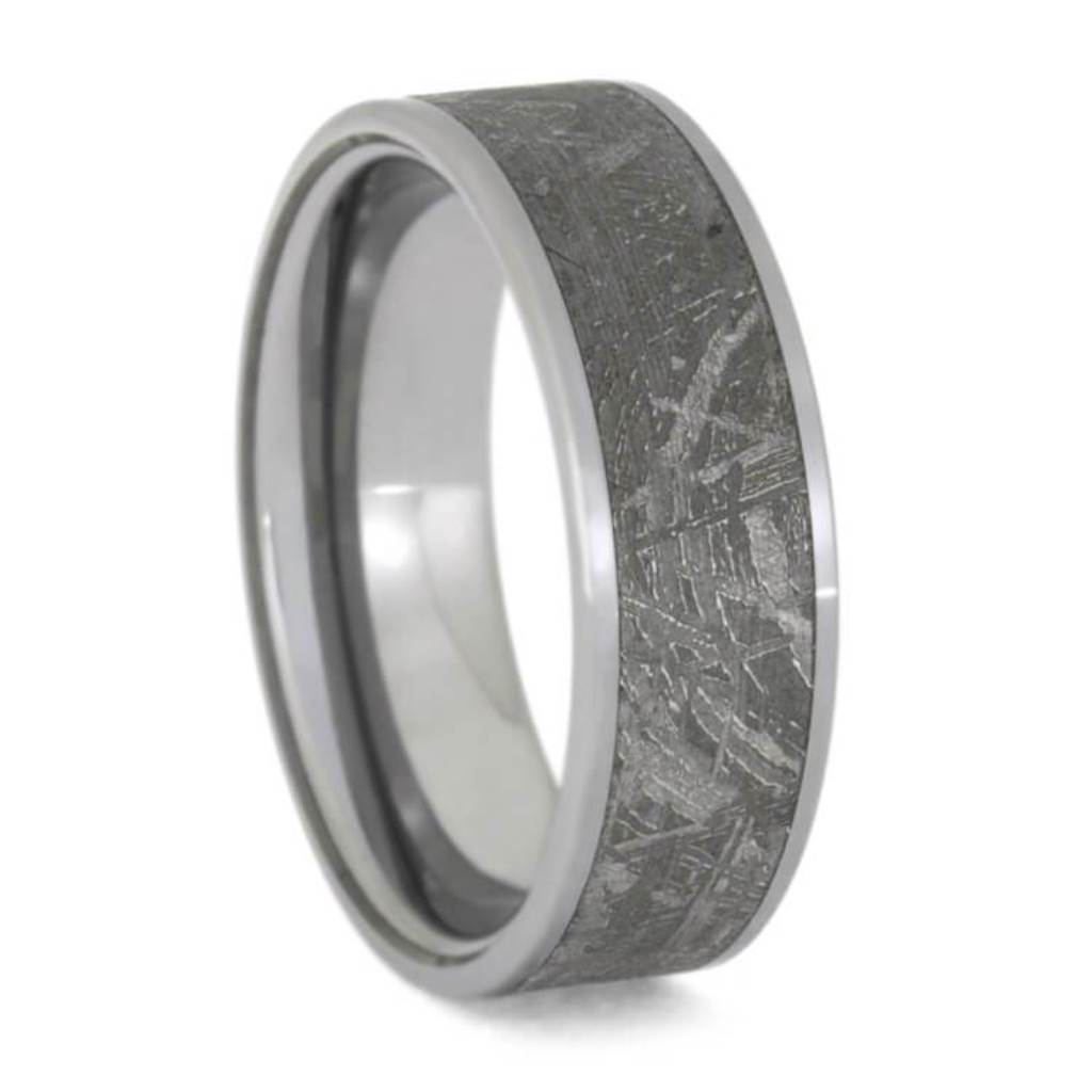 Meteorite Ring, Tungsten Wedding Band For Men