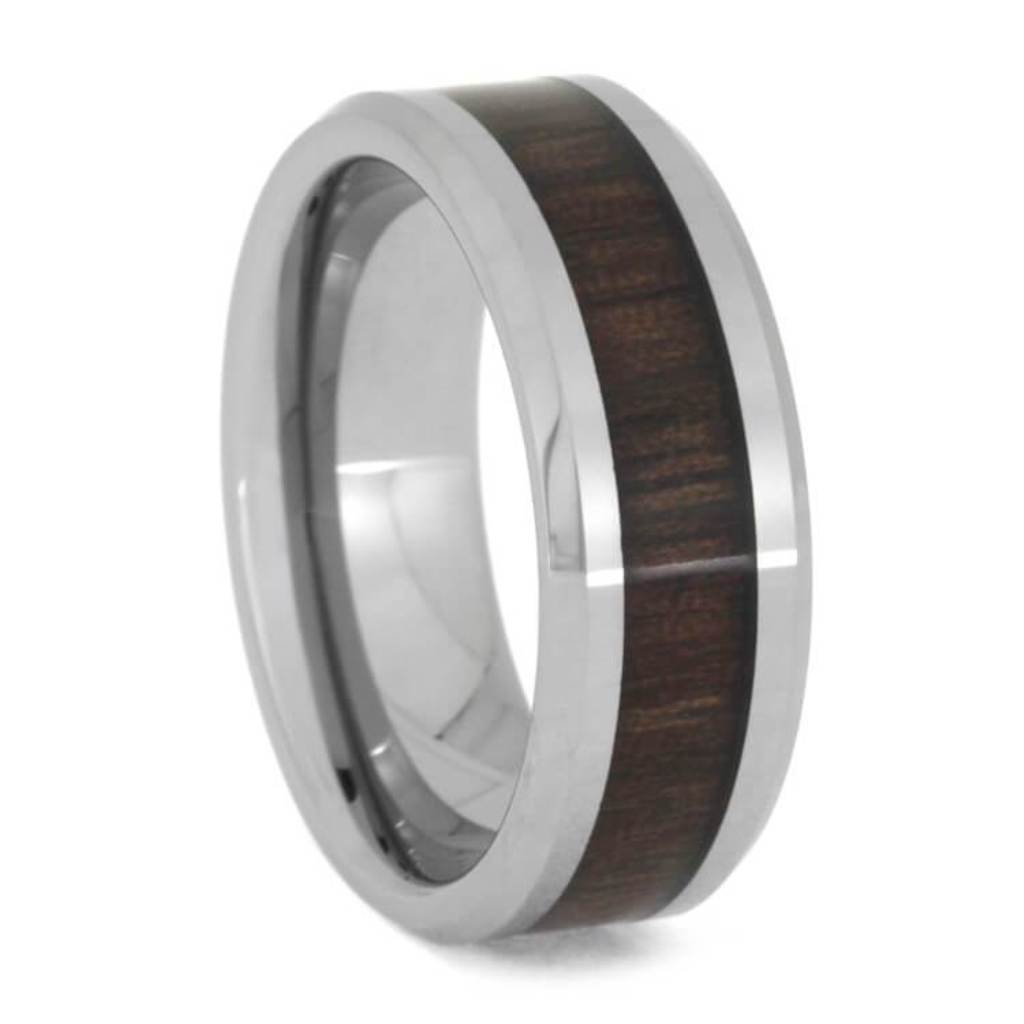 Koa Wood Wedding Band, Tungsten Ring