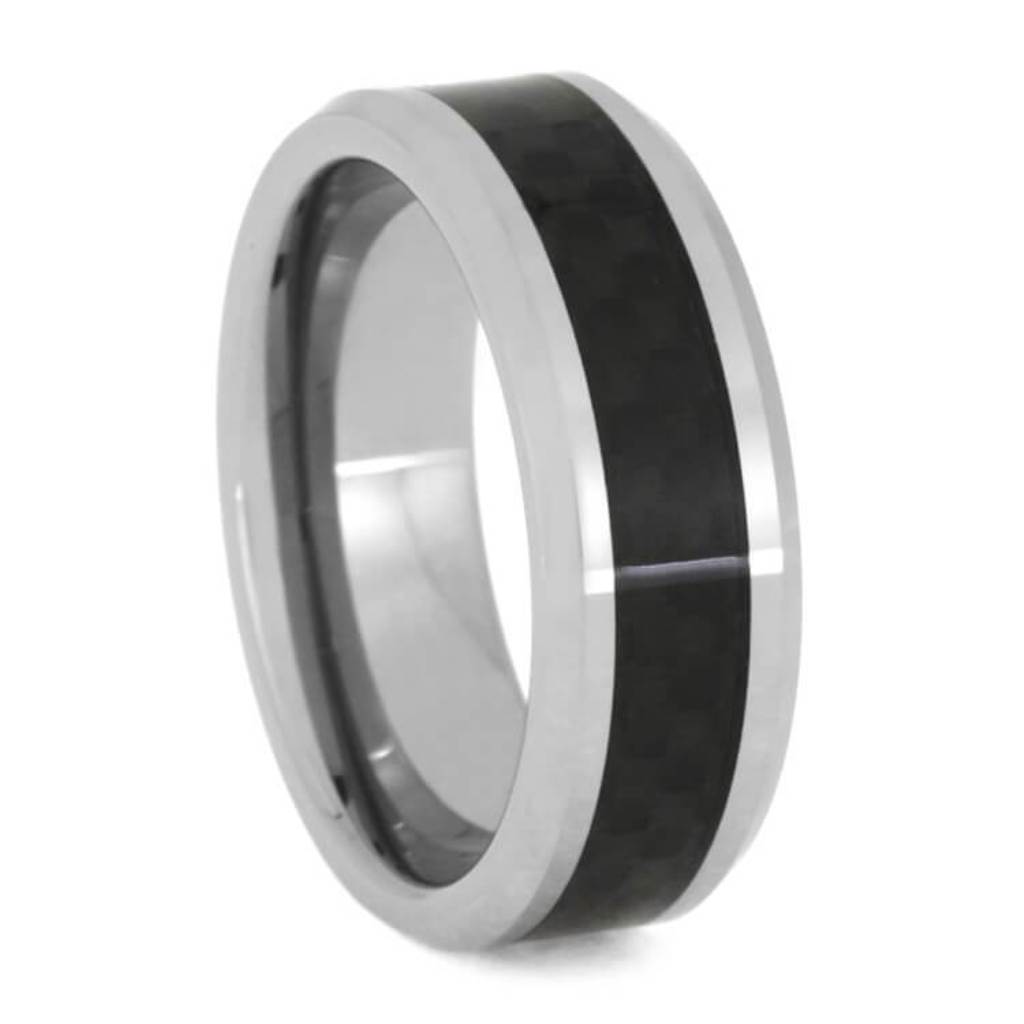 Tungsten Band With Black Carbon Fiber Inlay