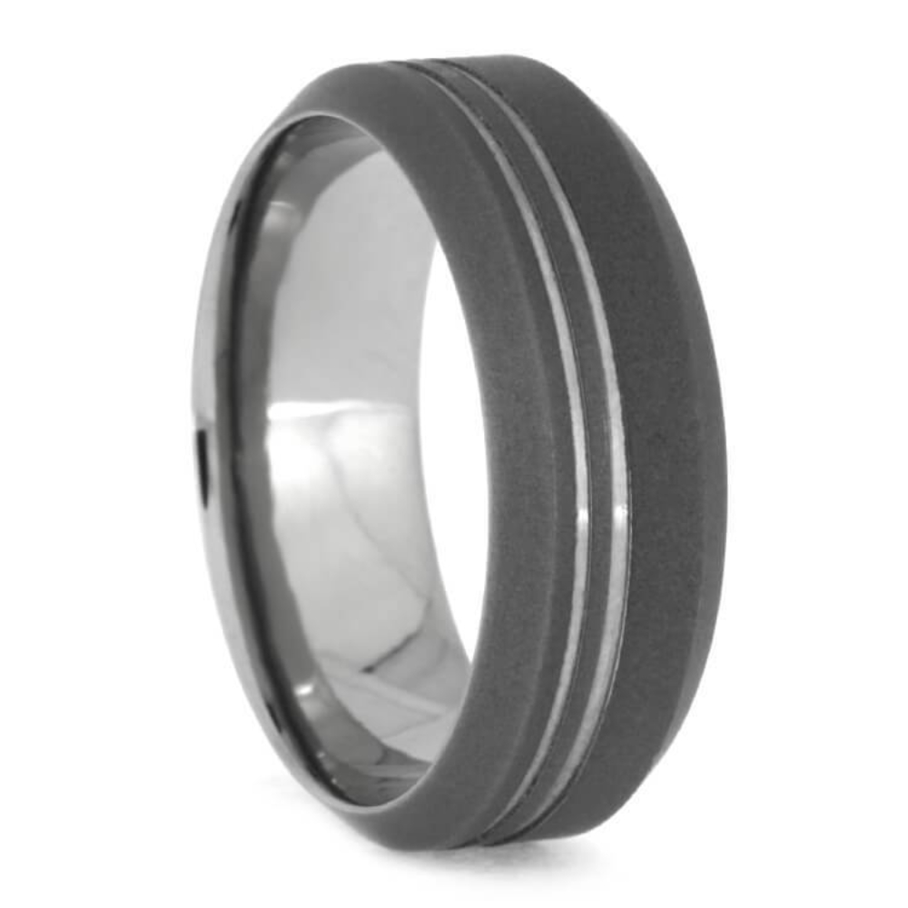 Sandblasted Titanium 8mm Titanium Comfort-Fit Wedding Band 