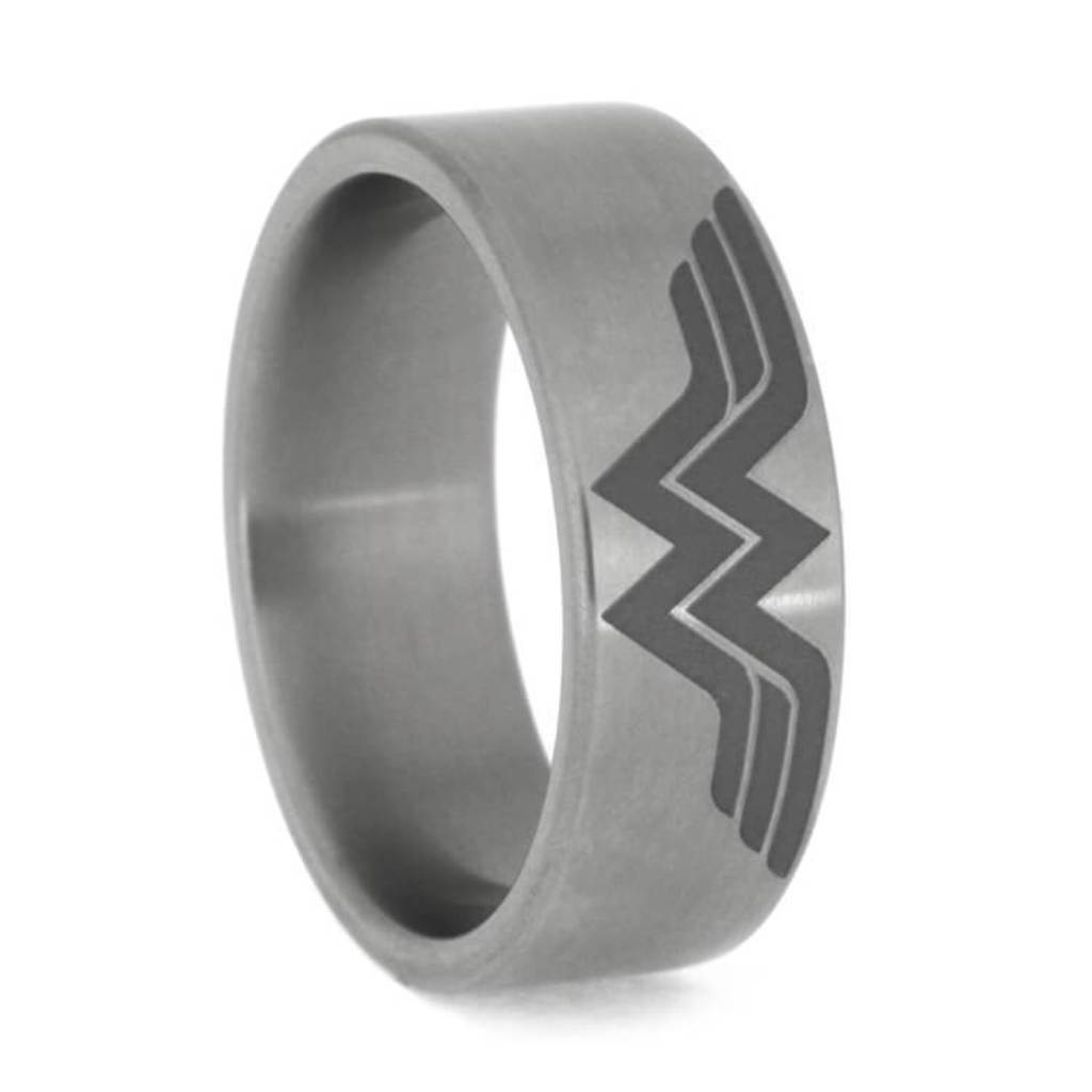 Matte Titanium with Wonder Woman Engraving 8mm Comfort-Fit Band