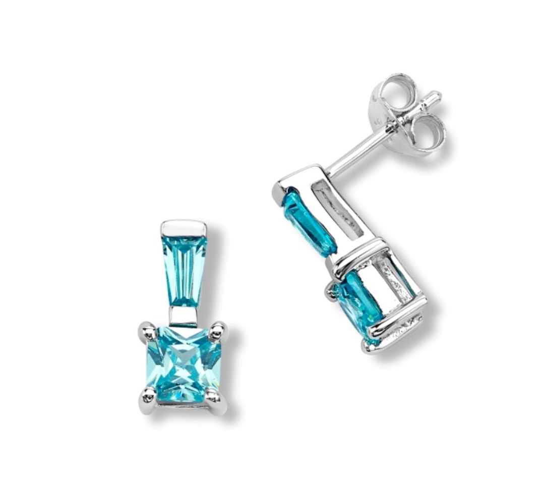 Blue Topaz Earrings, Sterling silver