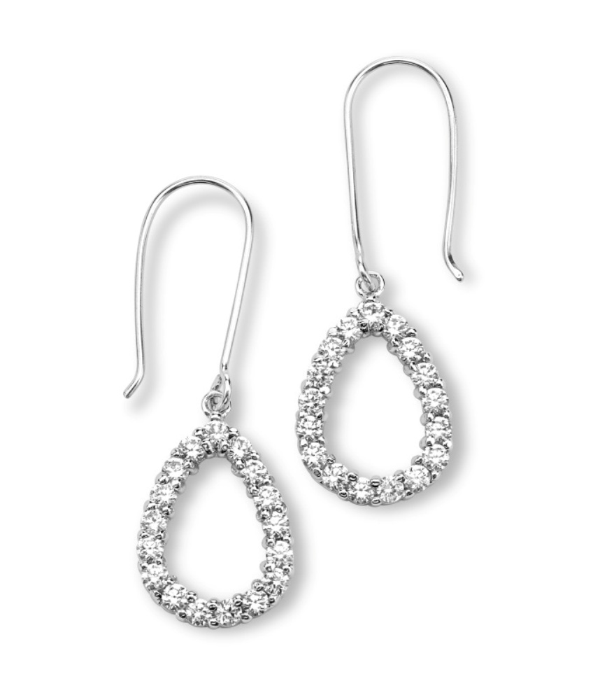 Sterling silver cz tear drop earring