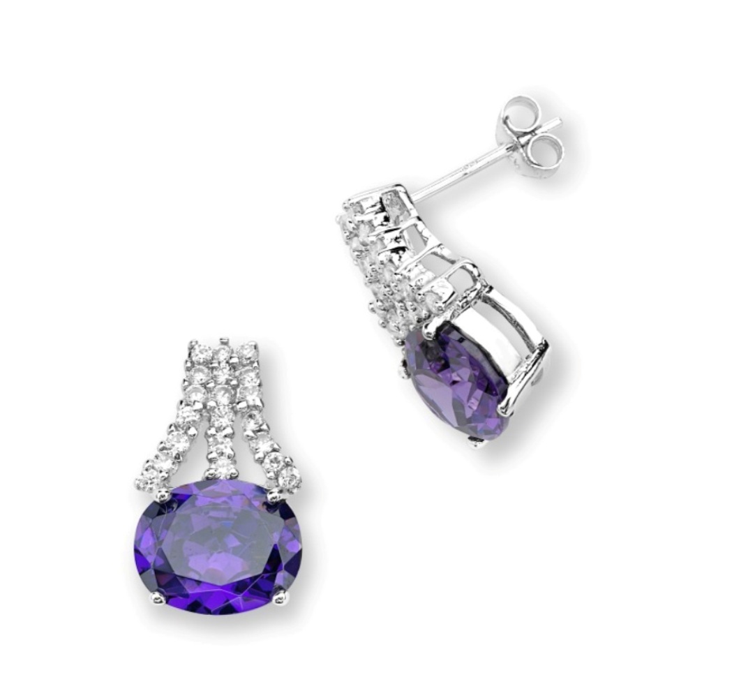 Tanzanite cz Earrings, Sterling silver