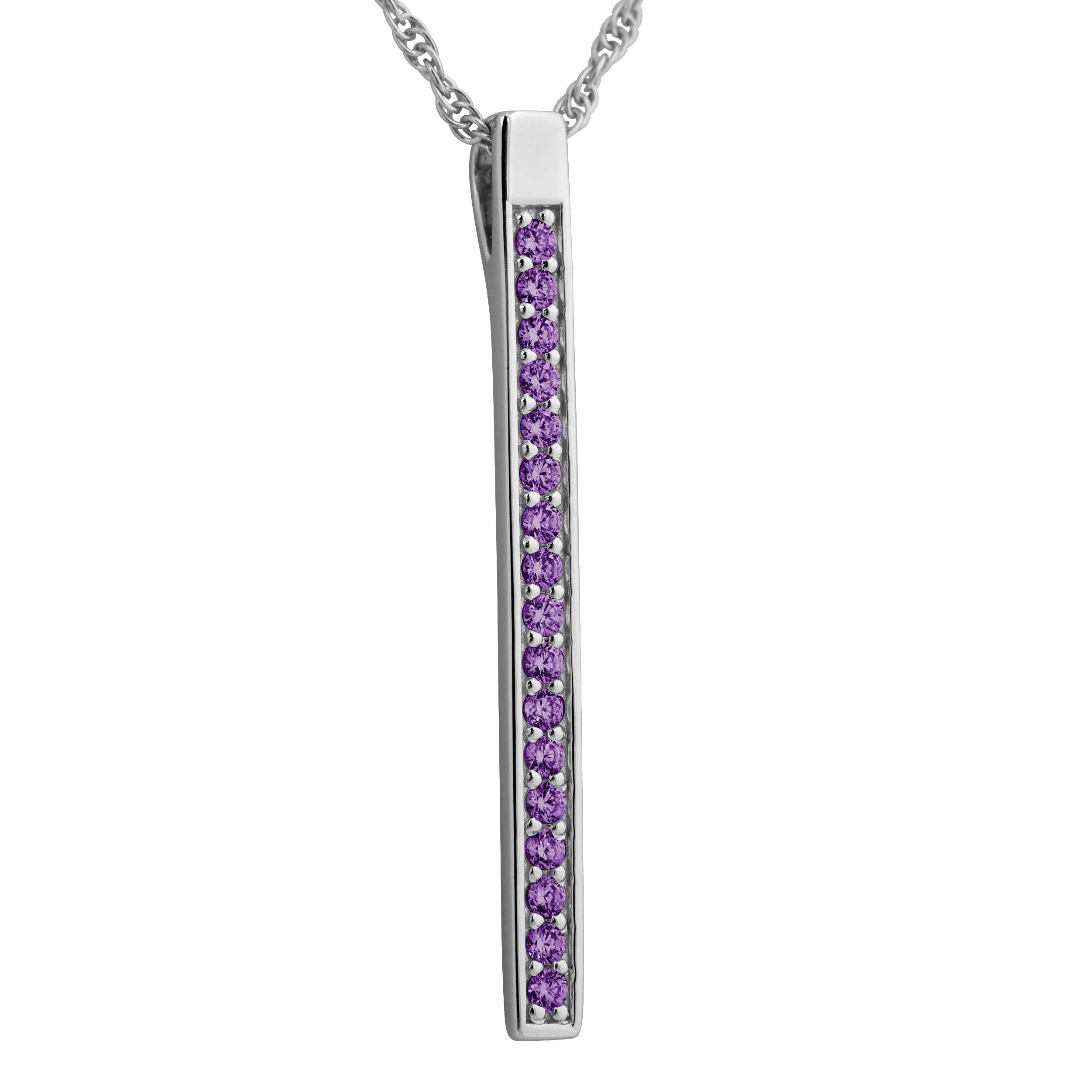 Sterling silver cz  Bar Pendant Necklace