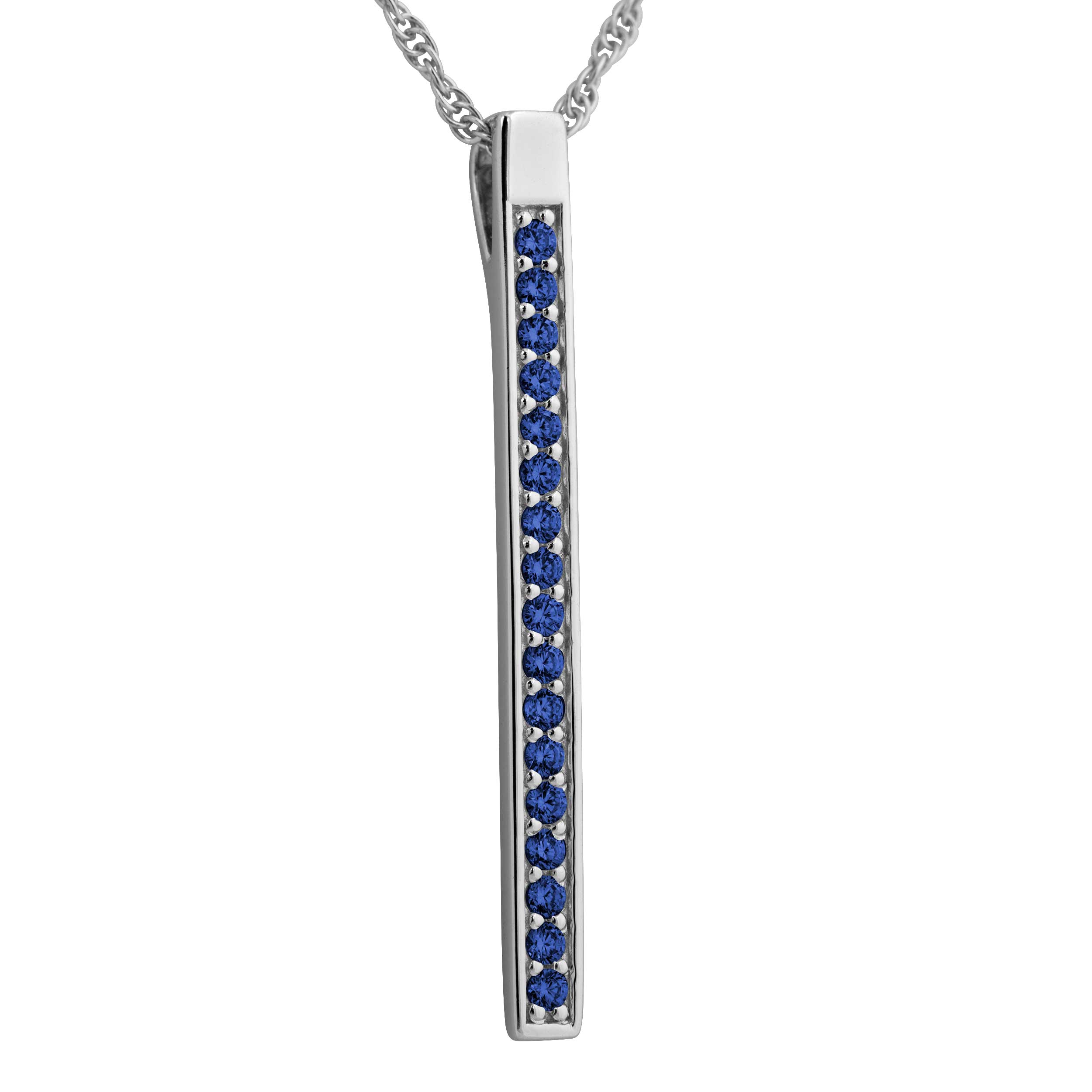 Sterling silver cz  Bar Pendant Necklace