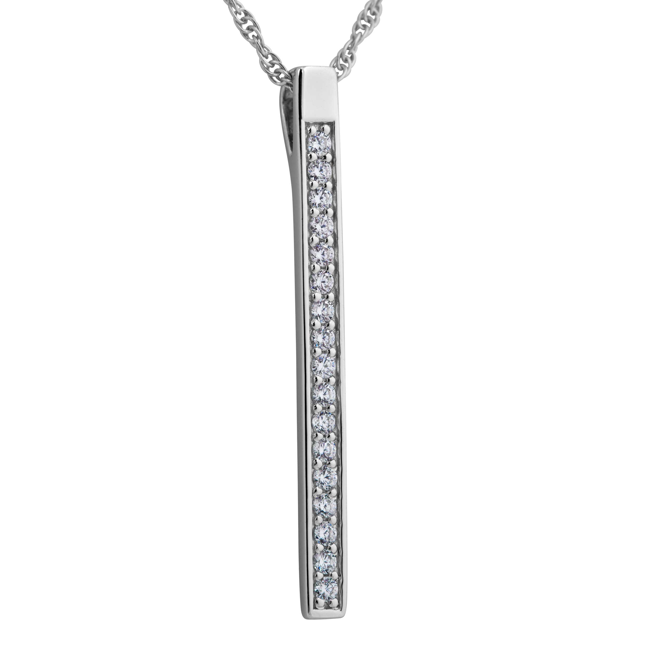 Sterling silver cz  Bar Pendant Necklace