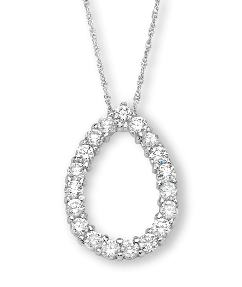 Sterling silver cz tear drop Pendant Necklace