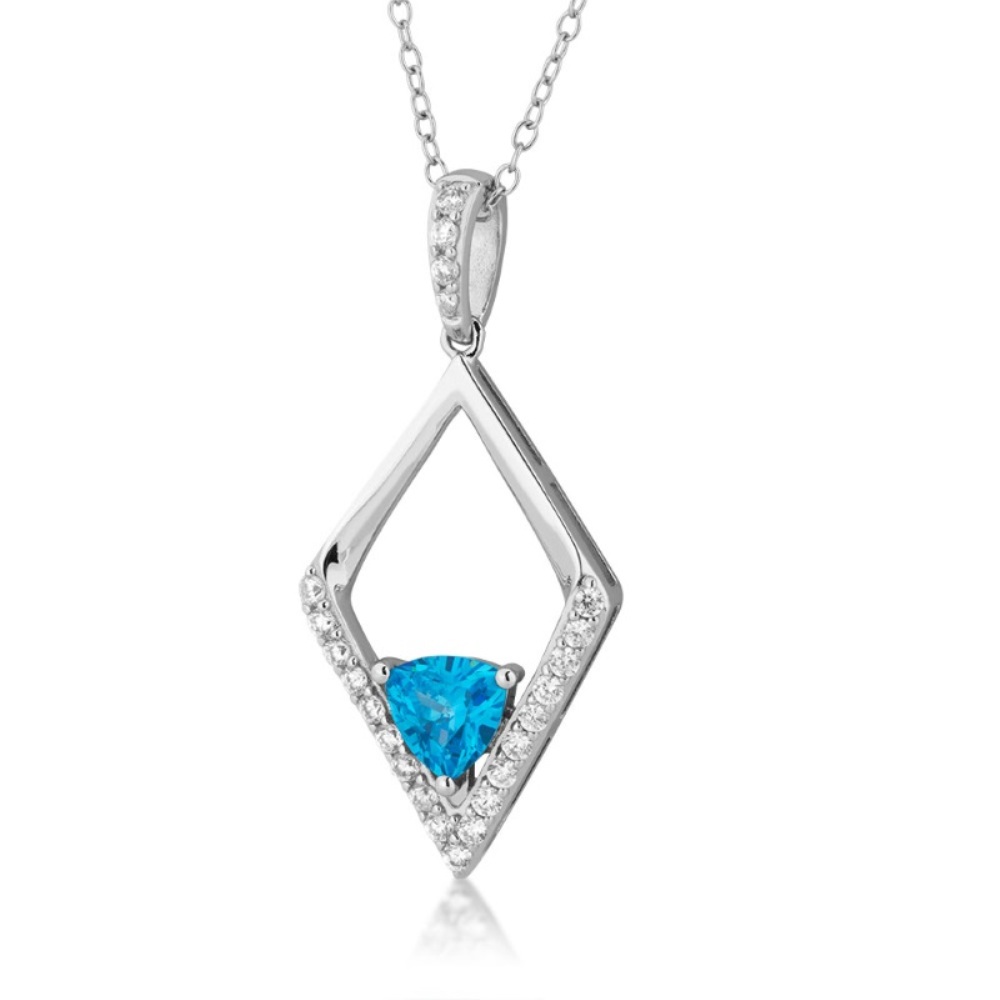 Topaz with CZ  Necklace, Sterling silver 