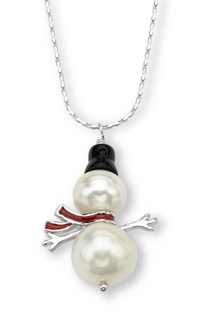 Two lustrous pearls on each earring create these gorgeous snowman earrings. 