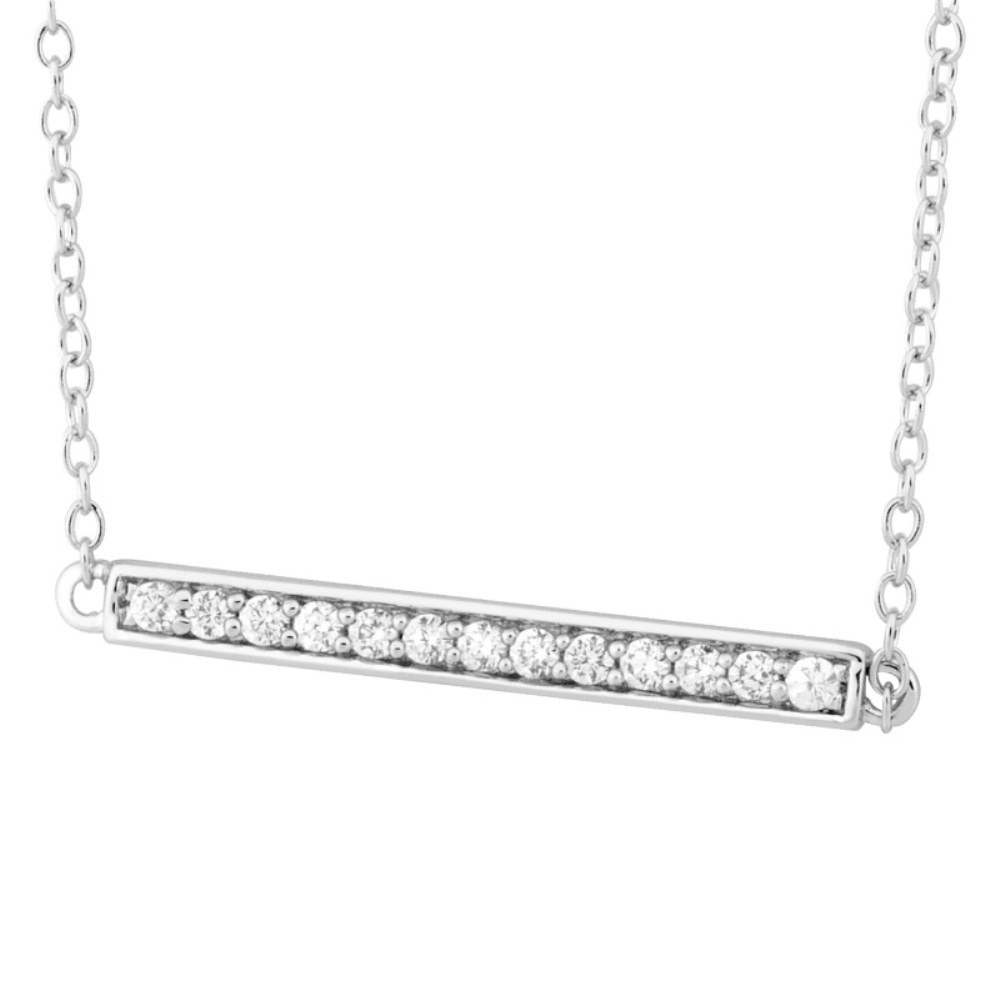 CZ Bar Necklace, Sterling silver 