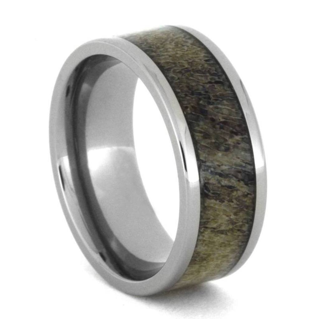 Gorgeous Deer Antler 8mm titanium comfort-fit band.