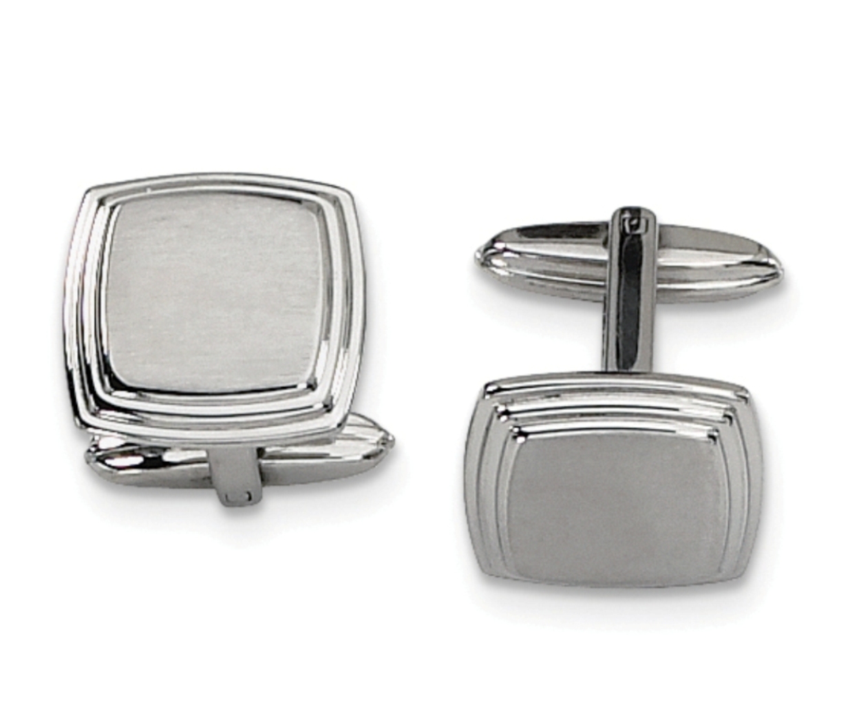 Stainless Steel Satin Brushed and Polished Cufflinks