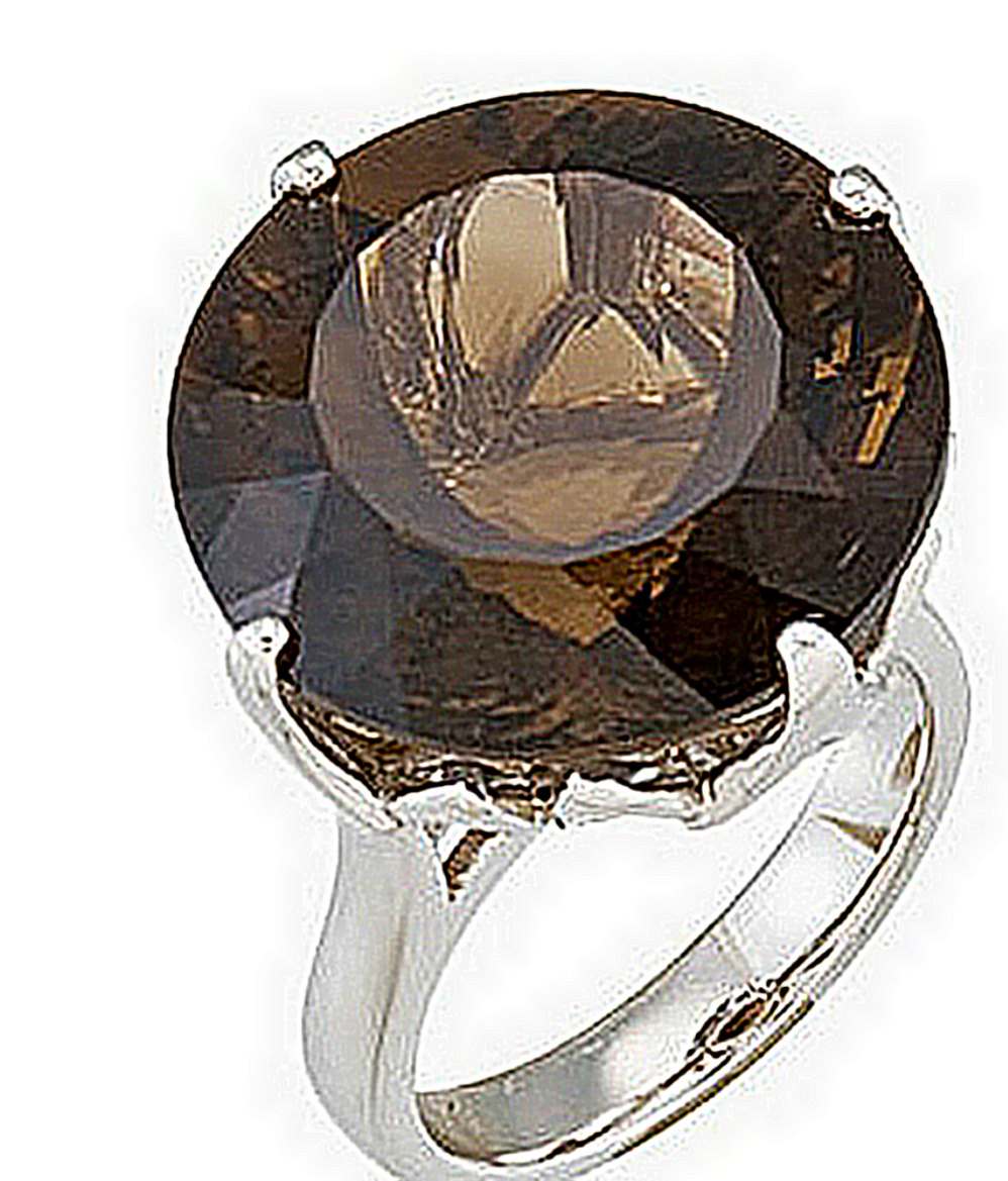 Smoky Quartz Ring, Sterling Silver, Size 7. 