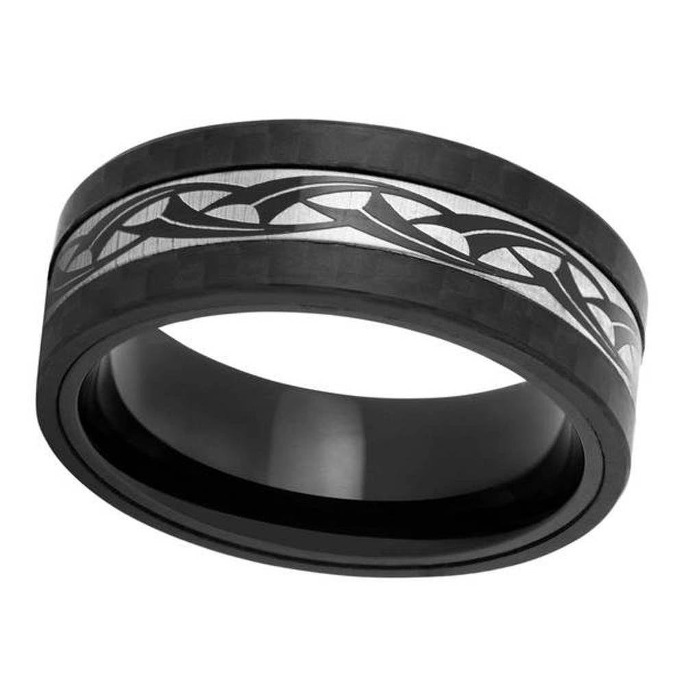 Men's Titanium & Black Carbon Fiber Band