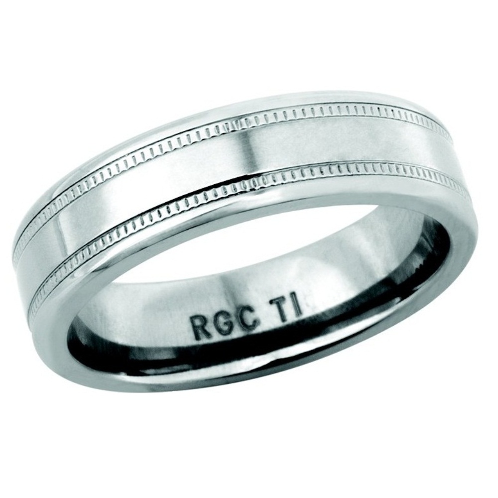 Men's Titanium Wedding Ring, Black Hills Gold Motif