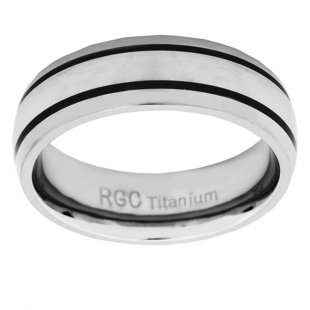 Men's Titanium Wedding Ring, Black Hills Gold Motif