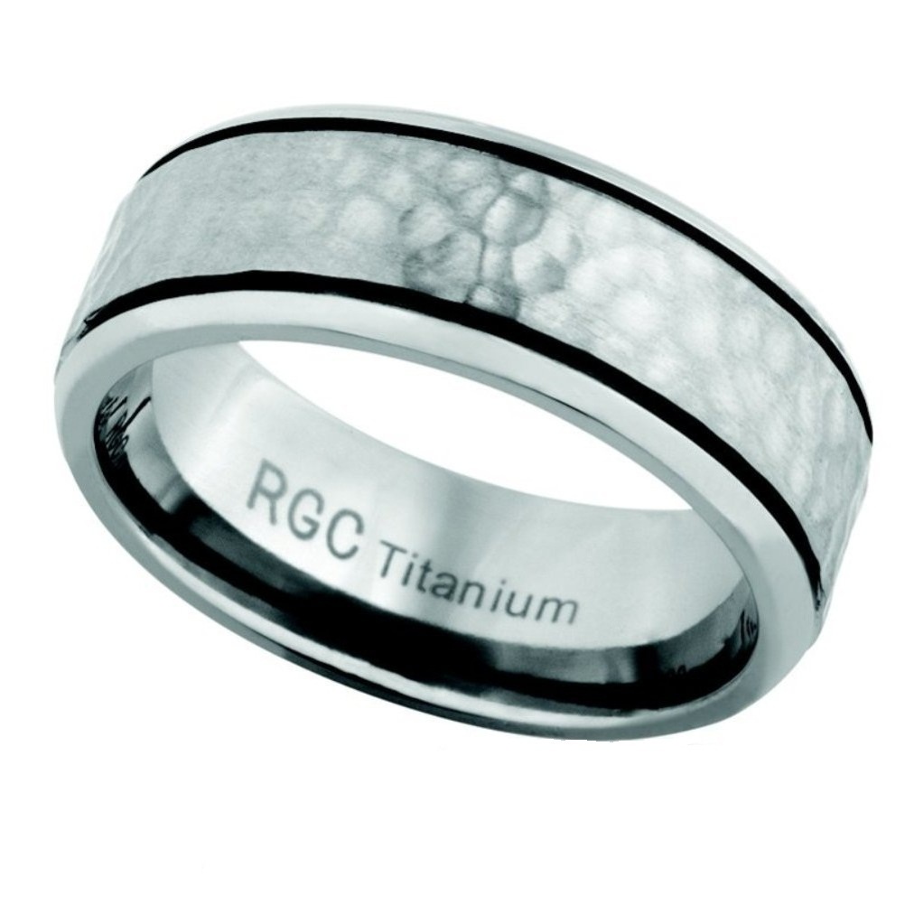 Men's Titanium Wedding Ring, Black Hills Gold Motif