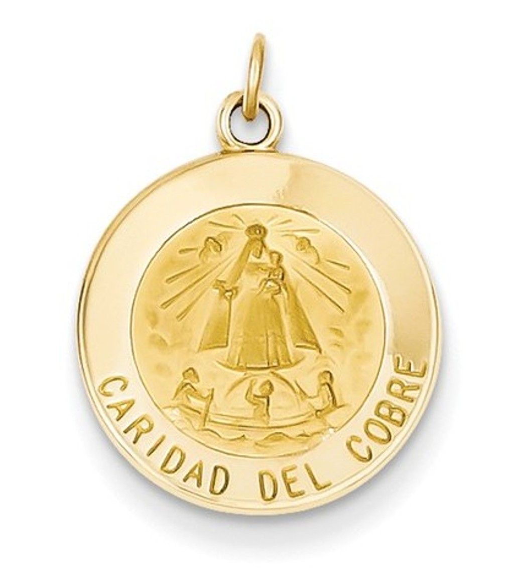 14k Yellow Gold Caridad Del Cobre Medal Pendant (21X16MM)