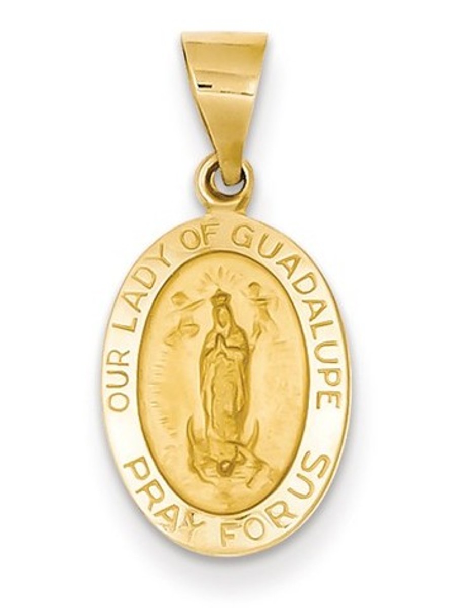 14k Yellow Gold Our Lady of Guadalupe Medal Charm (20X11MM)