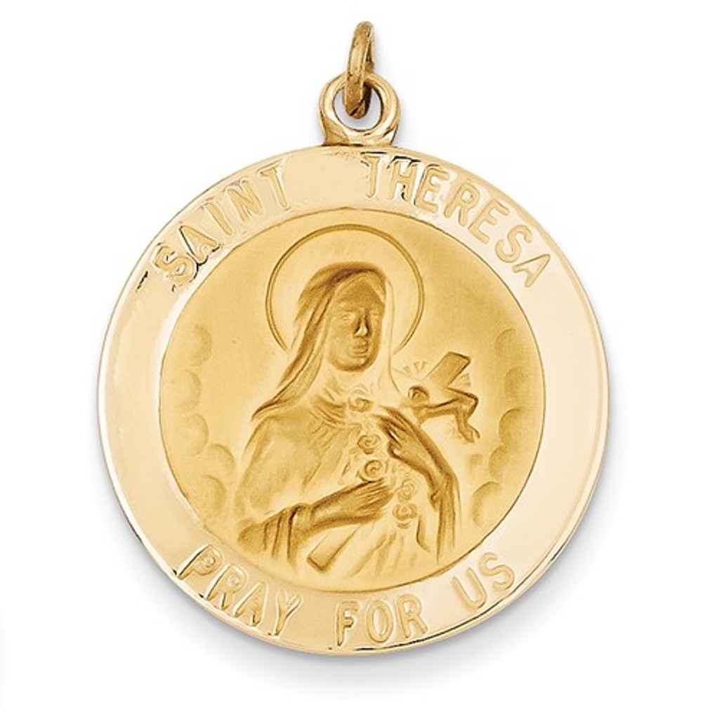 14k Saint Theresa Medal Pendant