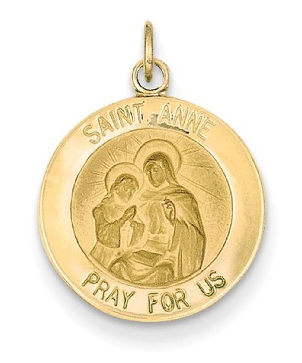 14k Yellow Gold Saint Anne Medal Charm (23X15MM)