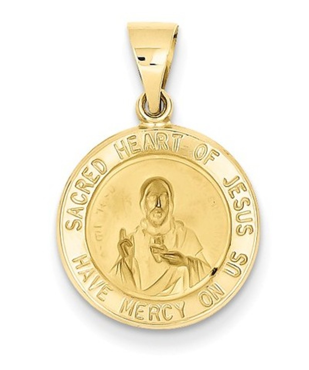 14k Yellow Gold Sacred Heart Of Jesus Medal Pendant (18x15MM)