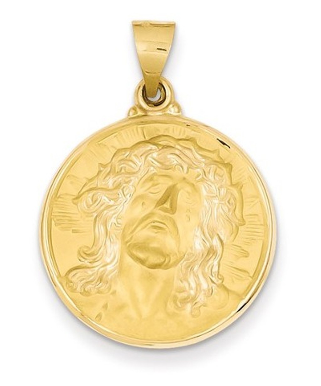 14k Yellow Gold Face Of Jesus Medal Pendant (24X21MM)