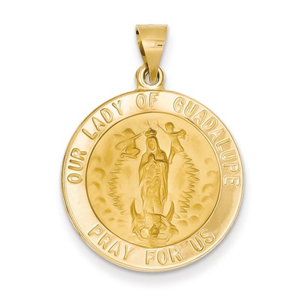 14k Polished and Satin Our Lady of Guadalupe Medal Pendant