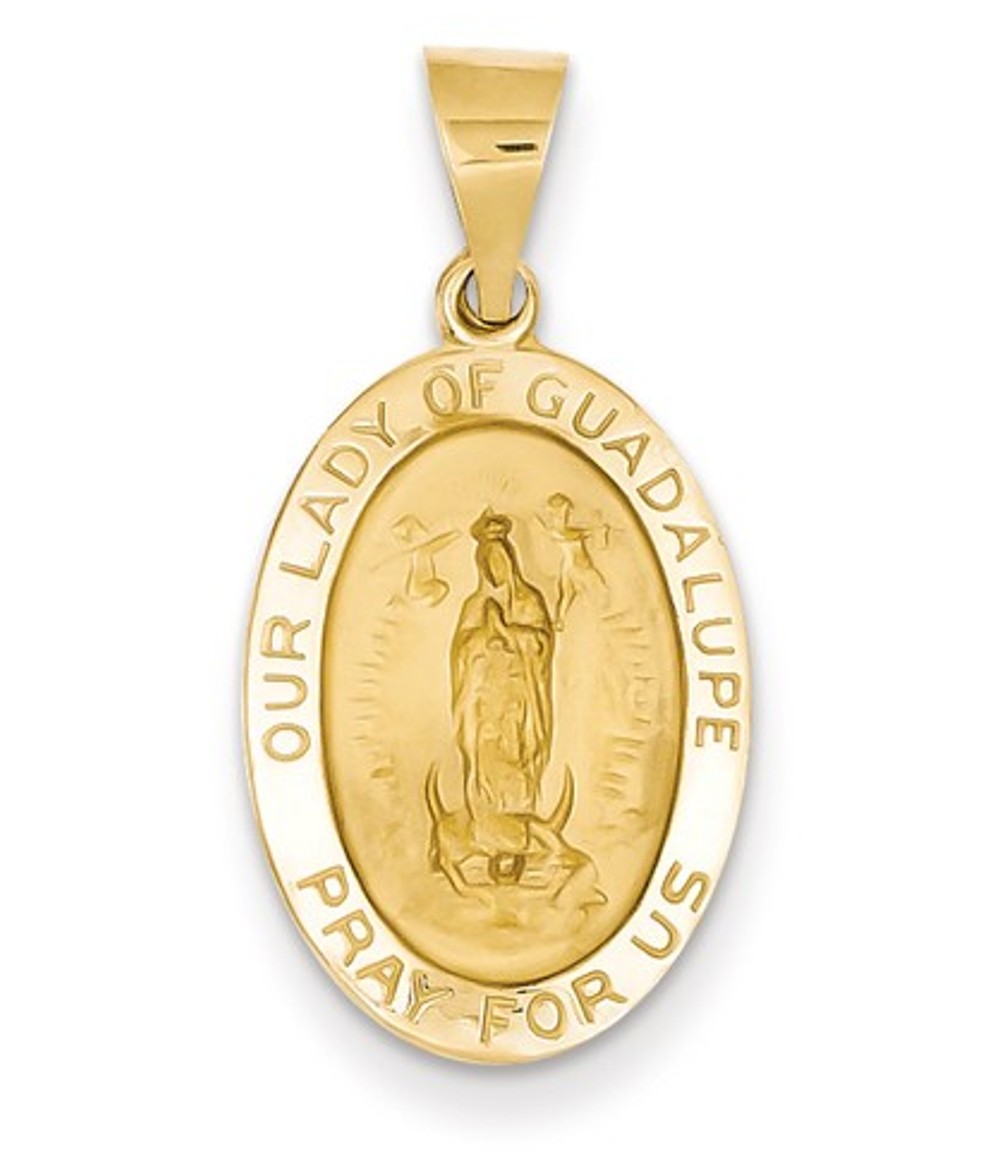 14k Polished and Satin Our Lady of Guadalupe Medal Pendant