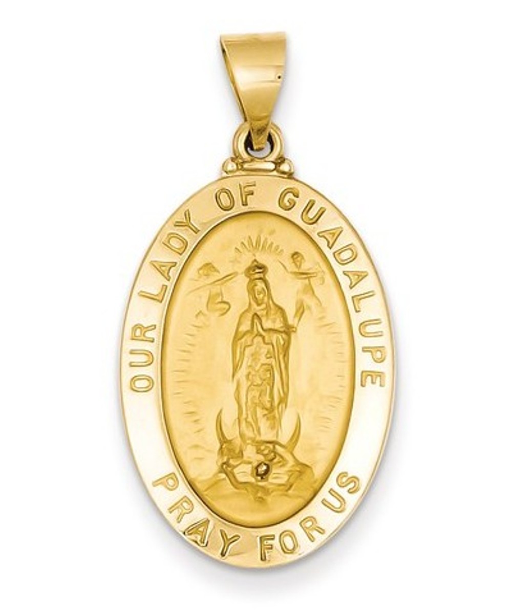 14k Yellow Gold Our Lady of Guadalupe Medal Pendant (28X16MM)