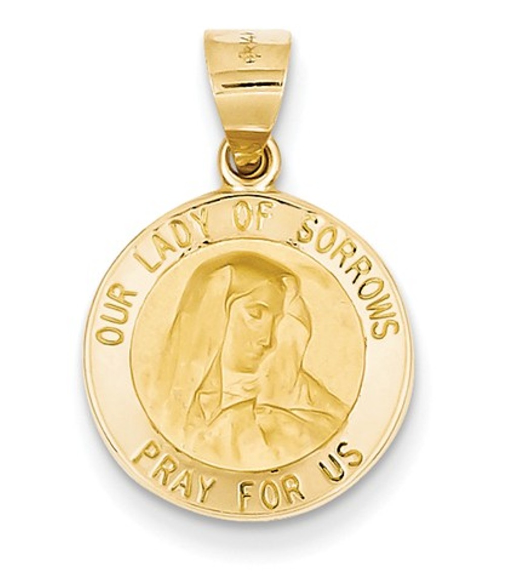 14k Polished And Satin Our Lady Of Sorrows Medal Pendant
