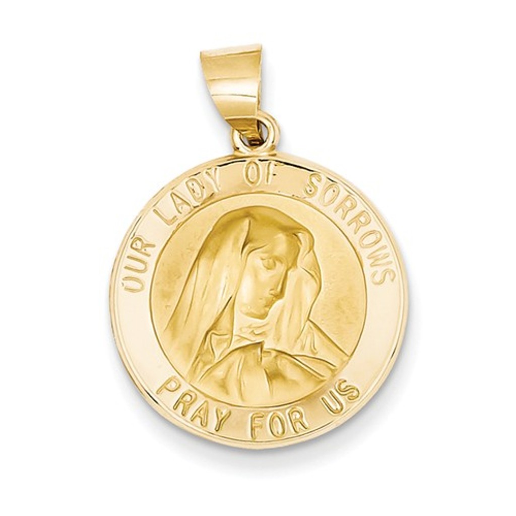 14k Polished And Satin Our Lady Of Sorrows Medal Pendant