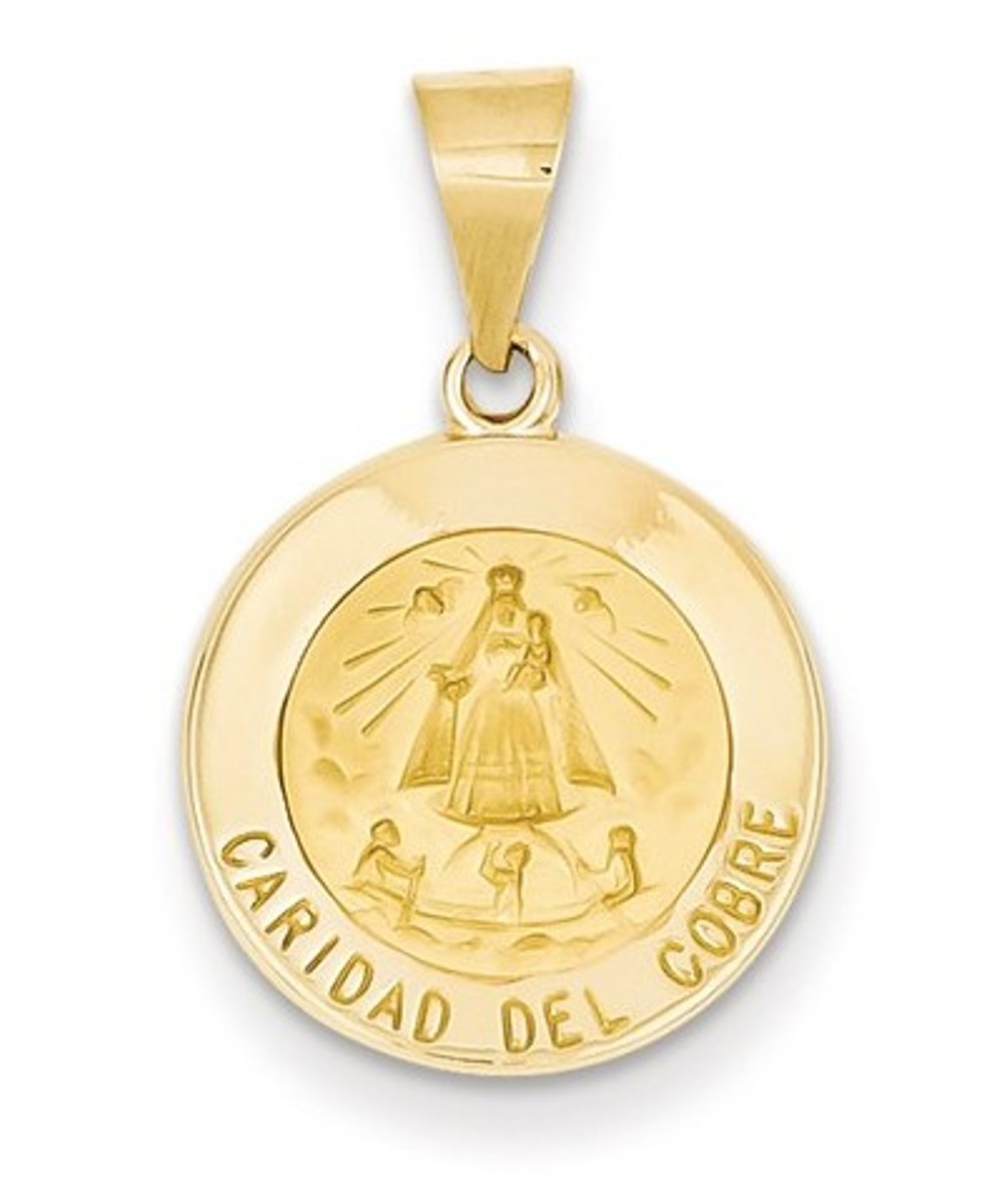 14k Yellow Gold Caridad Del Cobre Medal Pendant (17X15MM )