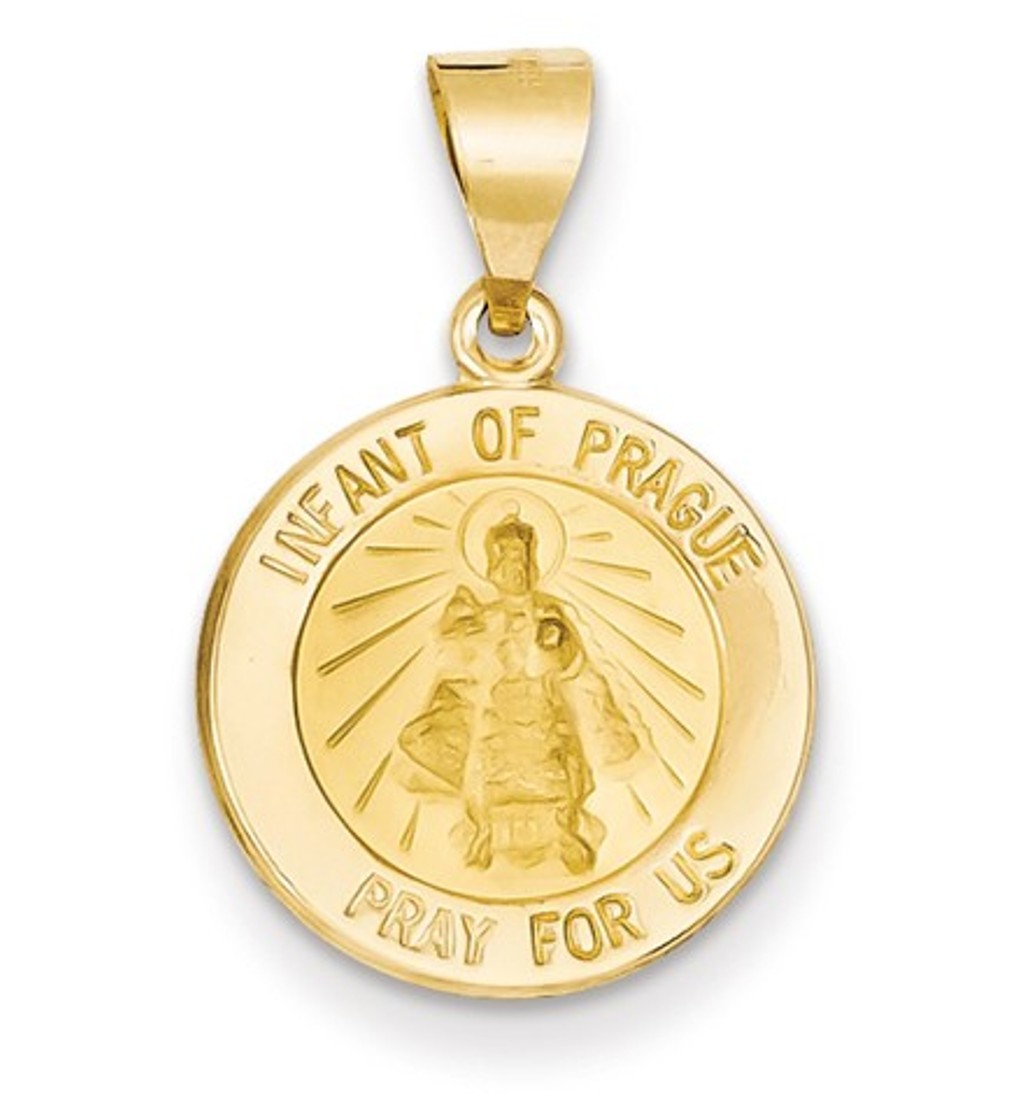 14k Polished and Satin Infant of Prague Medal Pendant