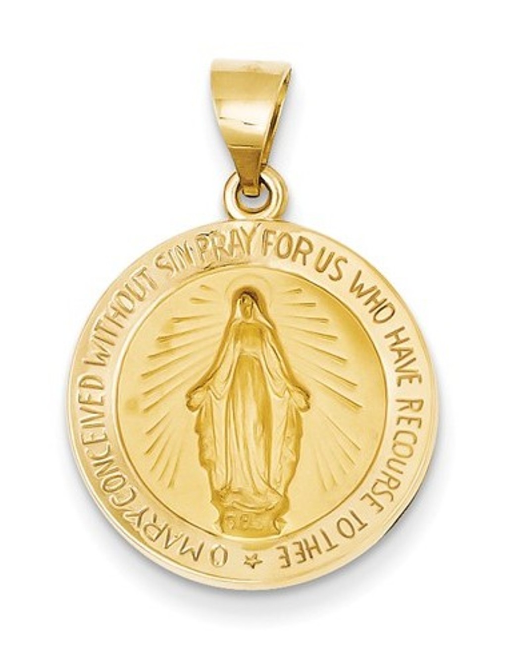 14k Yellow Gold Miraculous Pendant Medal (20X18MM)