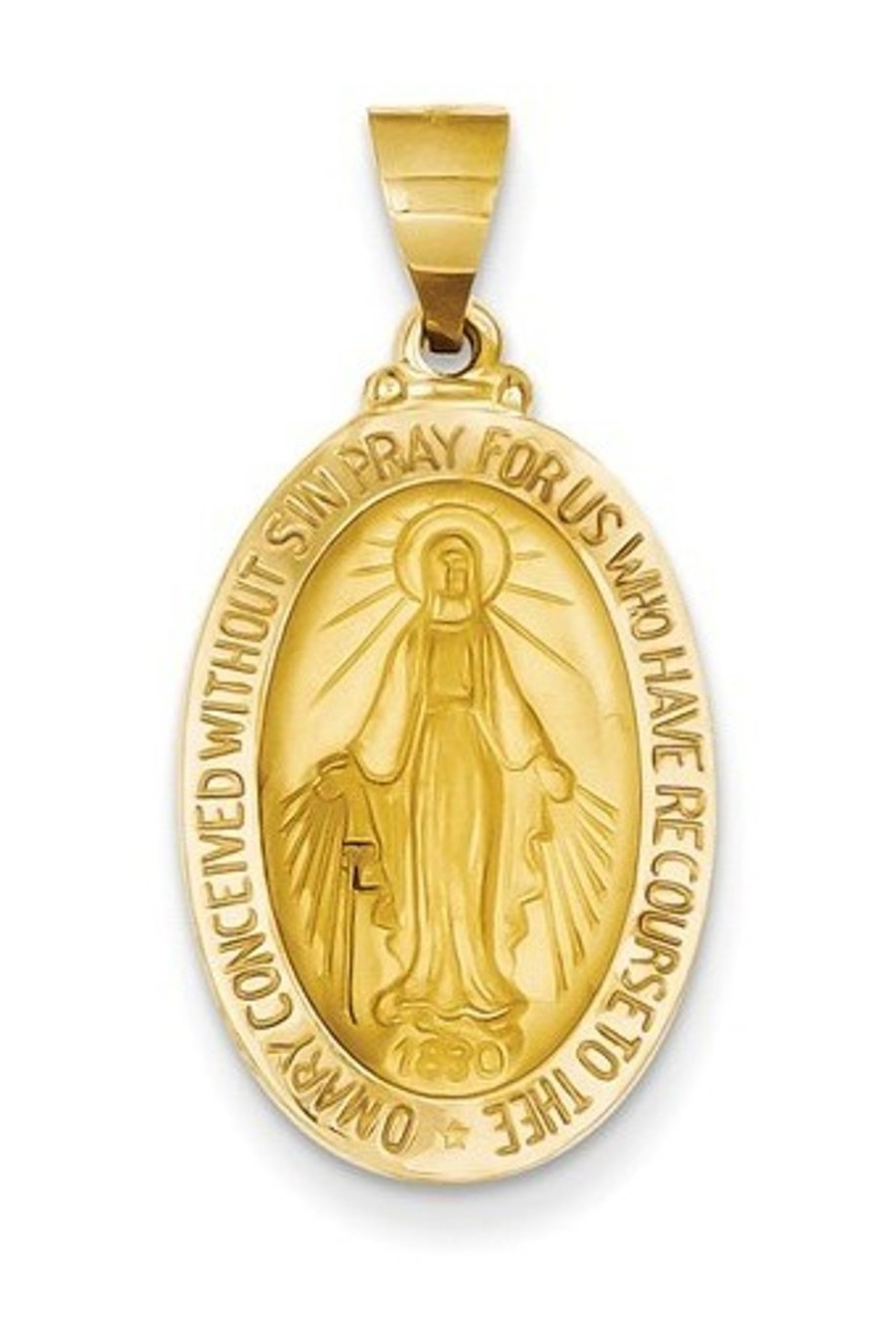 14k Yellow Gold Miraculous Medal Pendant (25X15MM)