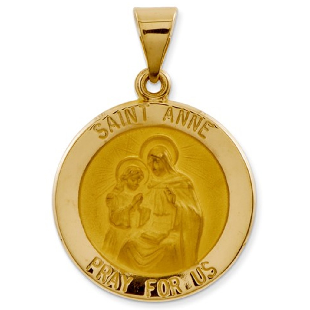 14k Polished and Satin St. Anne Medal Pendant