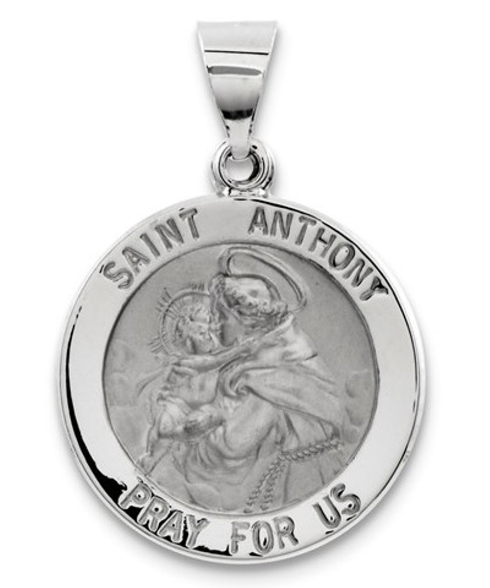 14k White Gold St. Anthony Medal Pendant ((20X19MM)