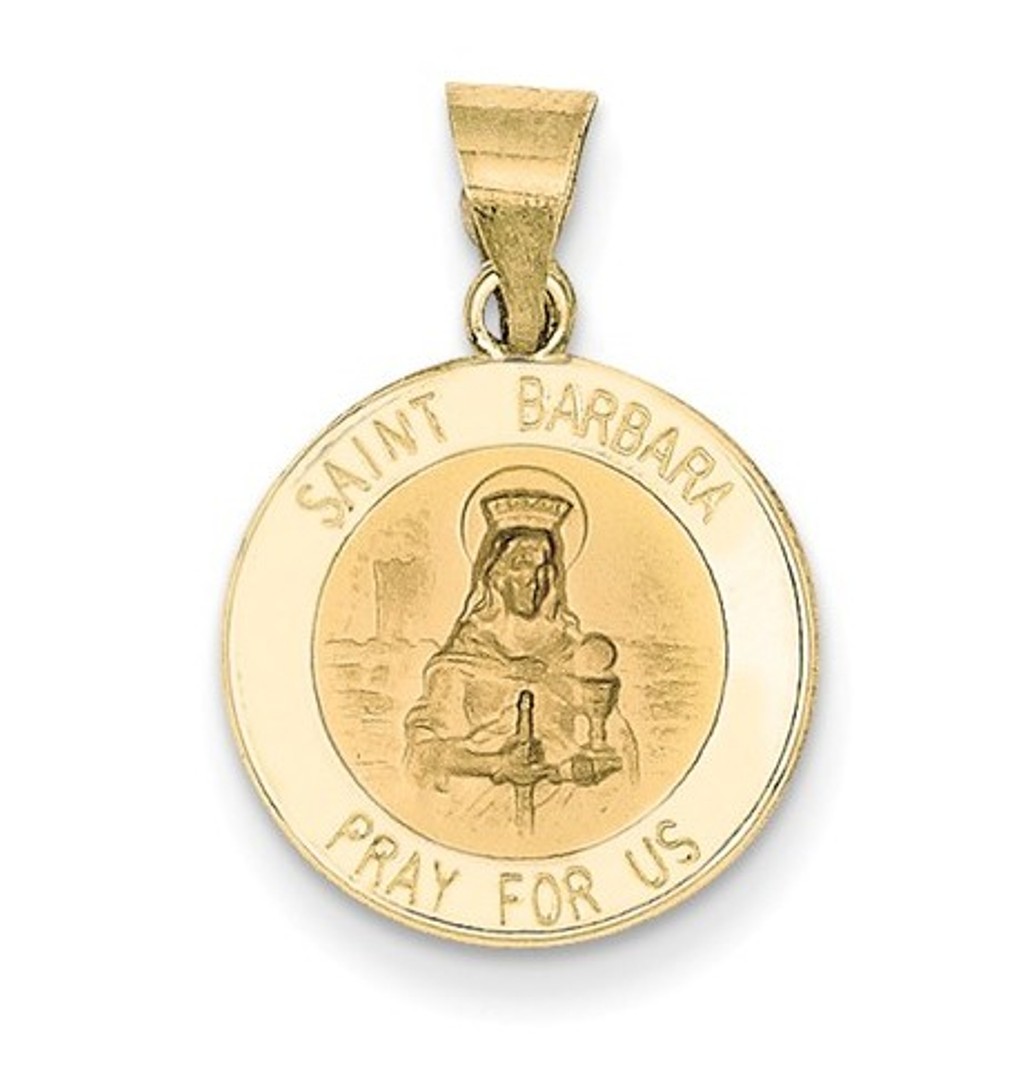 14k Polished And Satin St. Barbara Medal Pendant