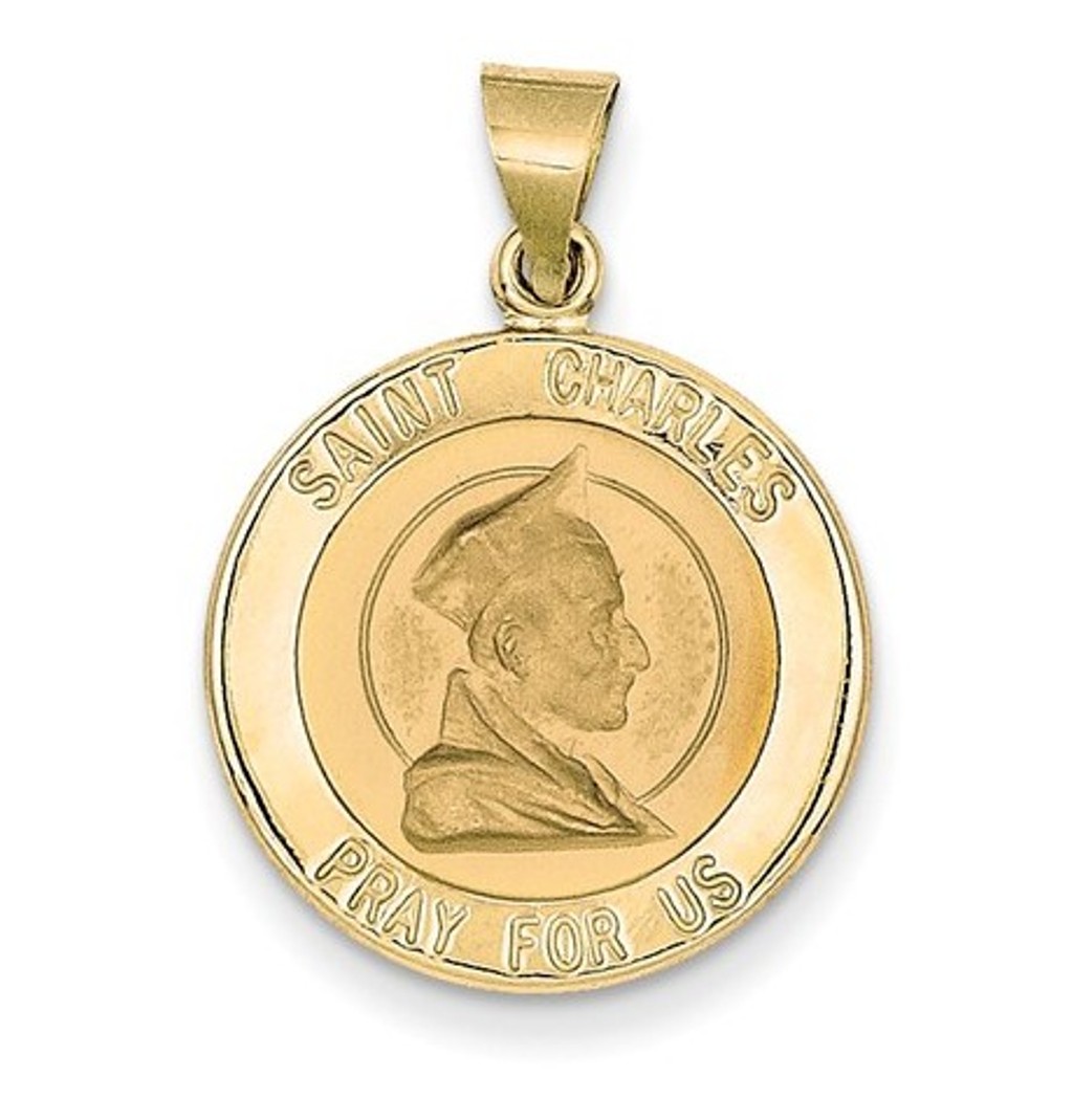 14k Polished And Satin St. Charles Medal Pendant