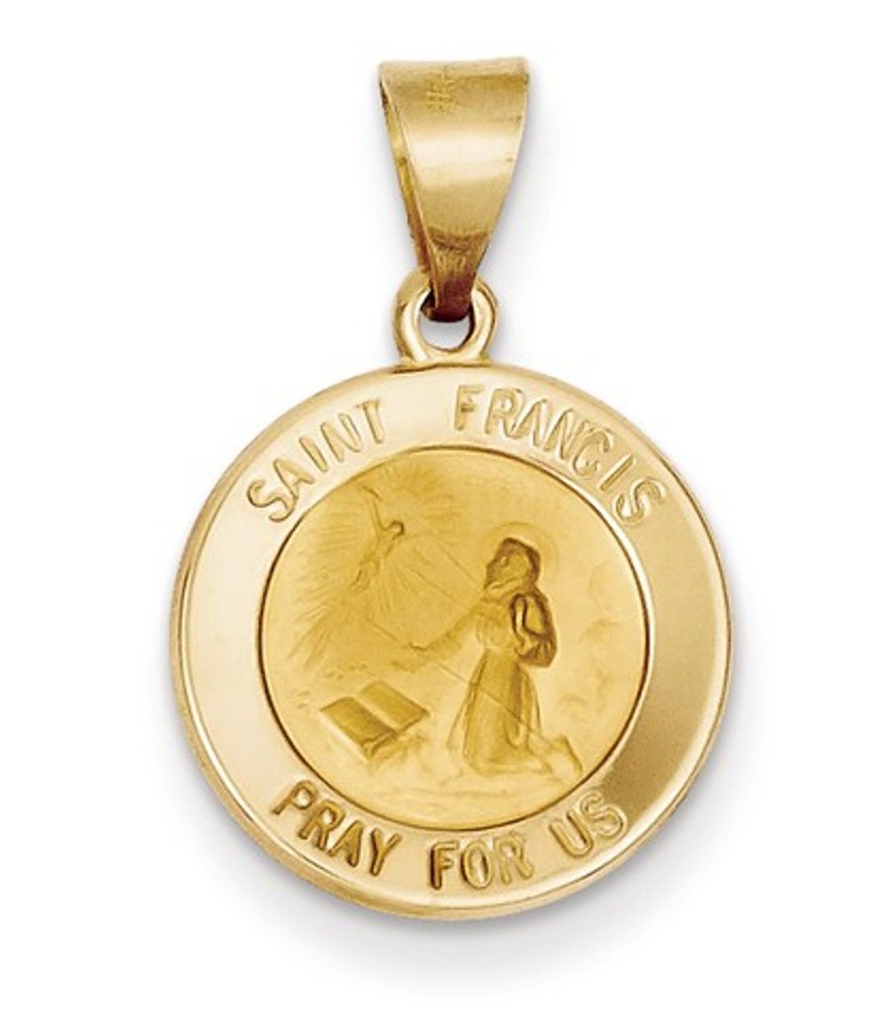 14k Polished And Satin St. Francis Medal Pendant