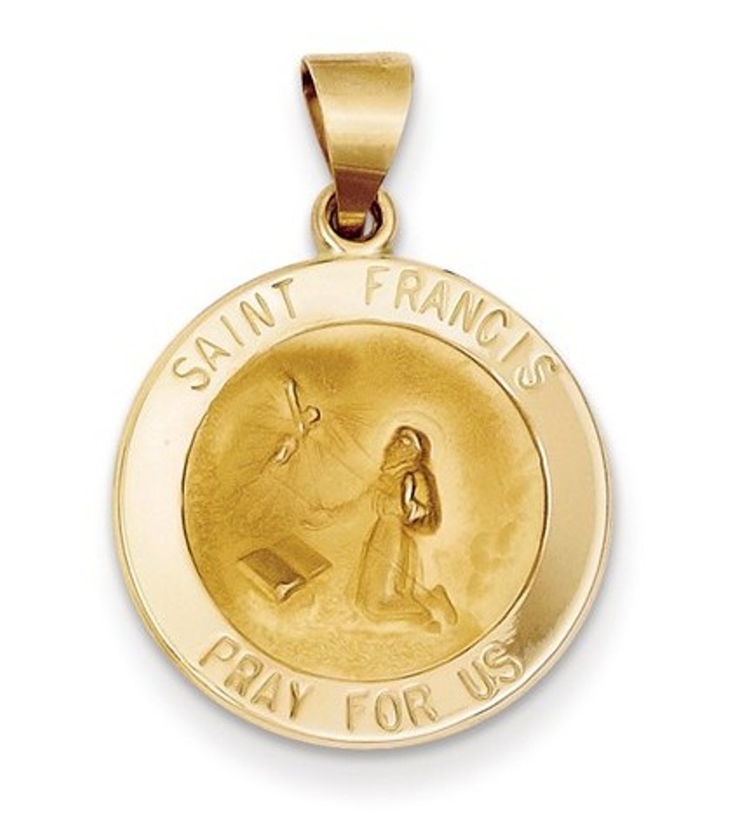 14k Yellow Gold St. Francis Medal Pendant (21X20MM)